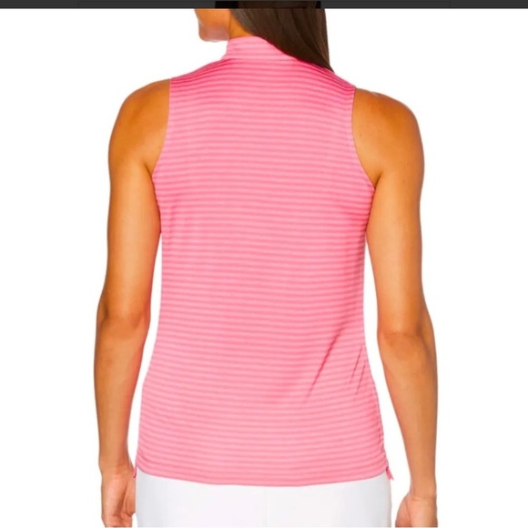 PGA TOUR APPAREL ~ Pink Sleeveless Tonal
Stripe Mock Collar Top ~ Size Small - Picture 3 of 9